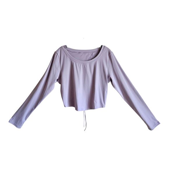 HALARA Women XL Top Pink Purple Long Sleeve Activewear Keyhole Back Tie NEW NWT - Picture 2 of 9